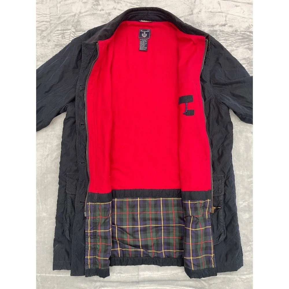 Faconnable Quilted Jacket Men L Blue Corduroy Collar Coat See Measurements